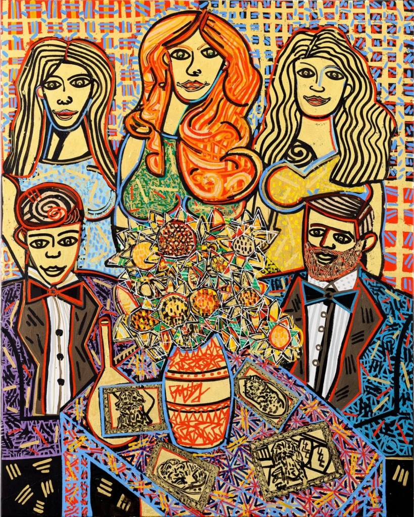 Family Jazz, 160x120cm, Acrylic and 24K gold on Canvas