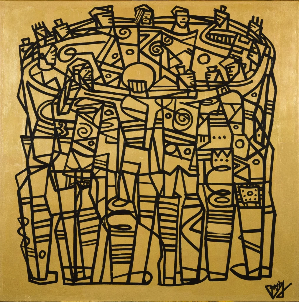 Team Spirit Gold, 100x100cm Acrylic and 24k Gold on canvas