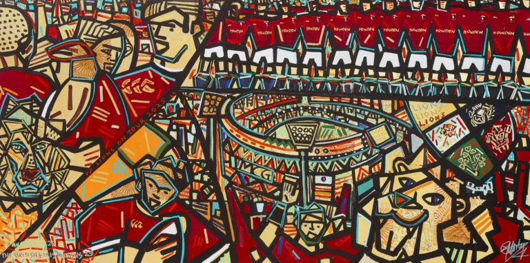 The Lions Win the Series at The MCG, Acrylic and 24k Gold on canvas