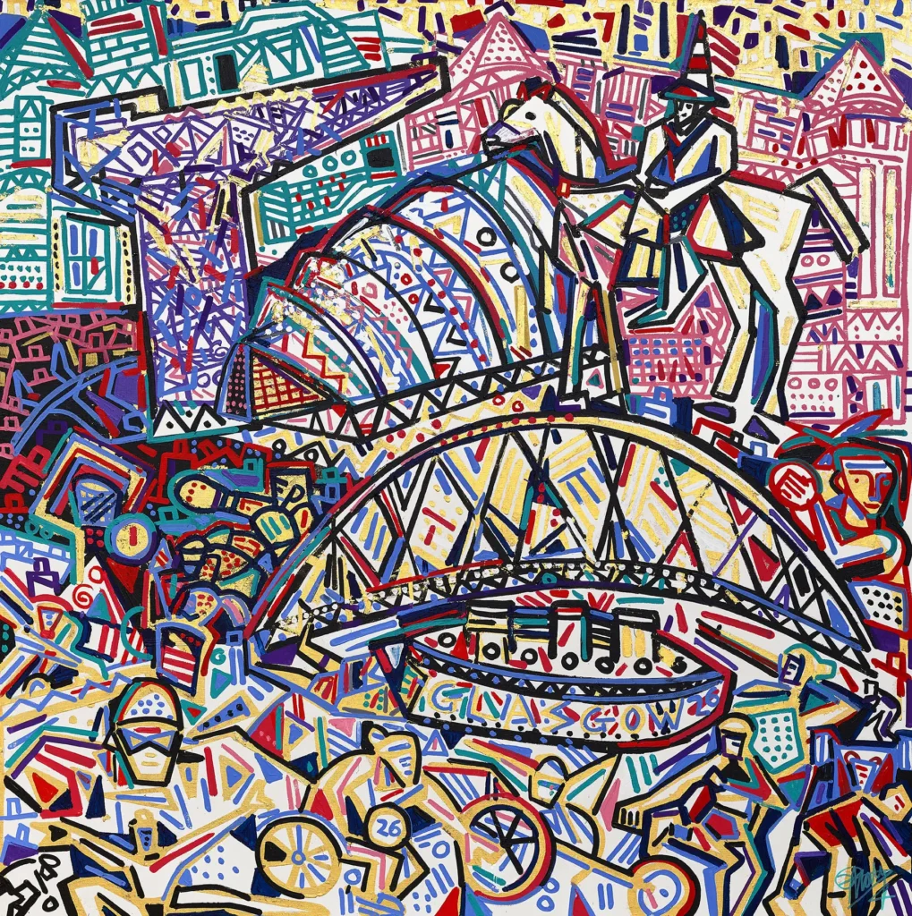 Spirit of Glasgow - Ben Mosley's flagship Glasgow 2026 Commonwealth Games painting unveiled at the Gallery of Modern Art, featuring 24 carat gold